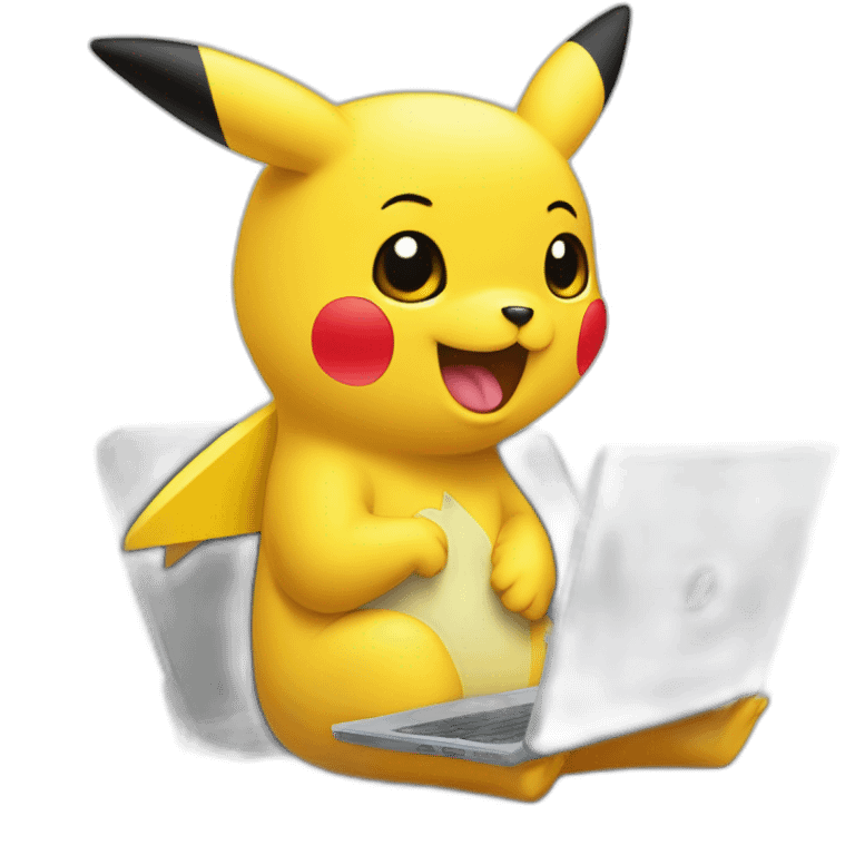 pickachu sur ordinateur emoji