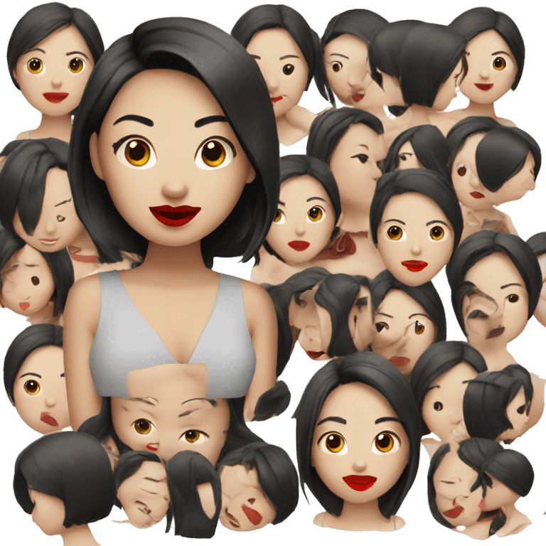 Asian girl with red lips emoji