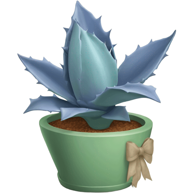 Agave plant with periwinkle bow around the pot emoji