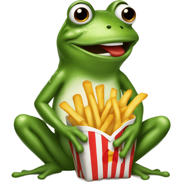 Frog eating fries emoji