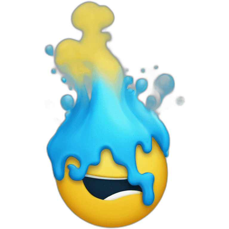 Emoji jaune qui souffle de la fumée bleu emoji