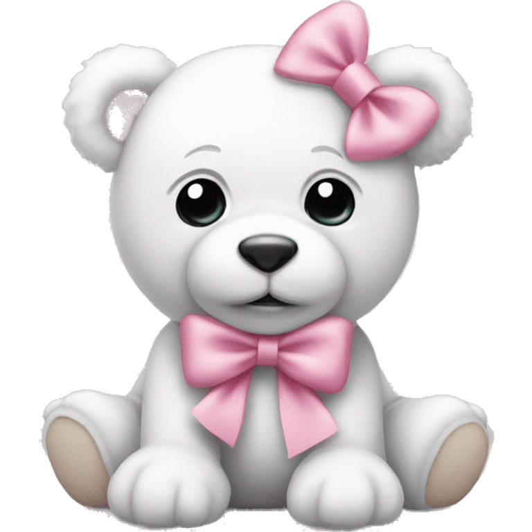 White teddy with pink bow realistic emoji