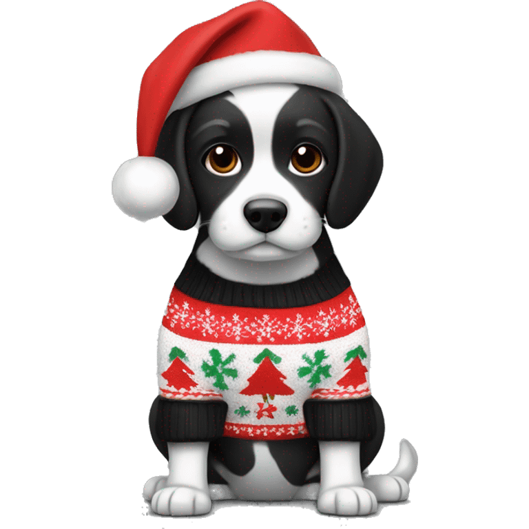 black and white havenese with red and black christmas sweater  emoji