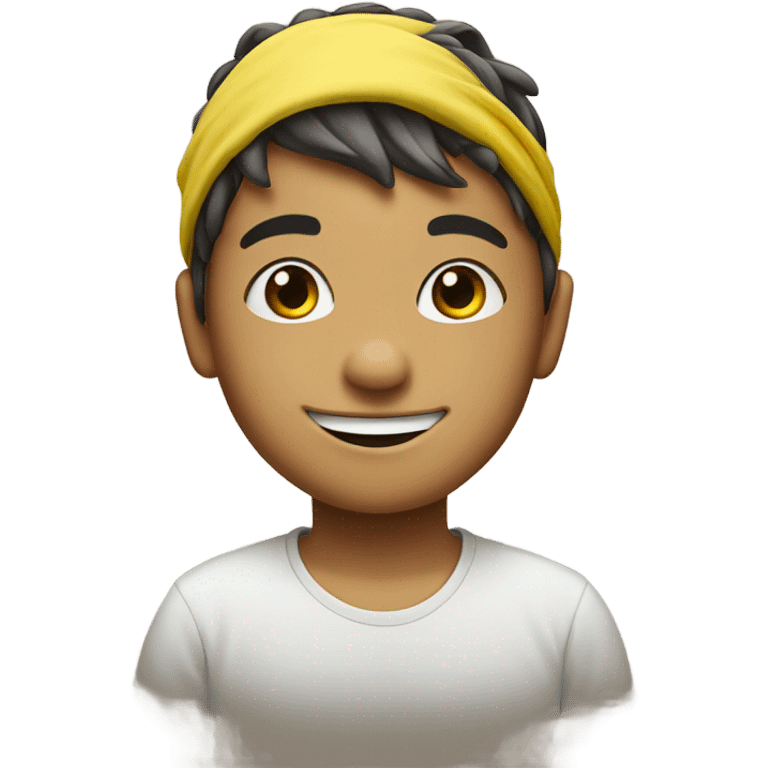 smilings boy in hairband portrait emoji