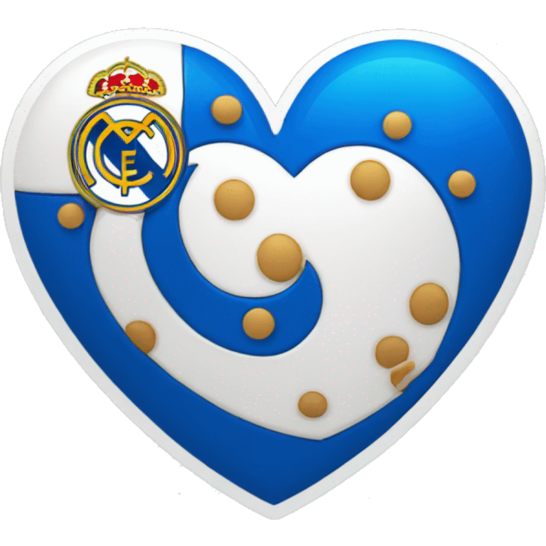 Real Madrid logo in a heart, half white and the other half blue emoji