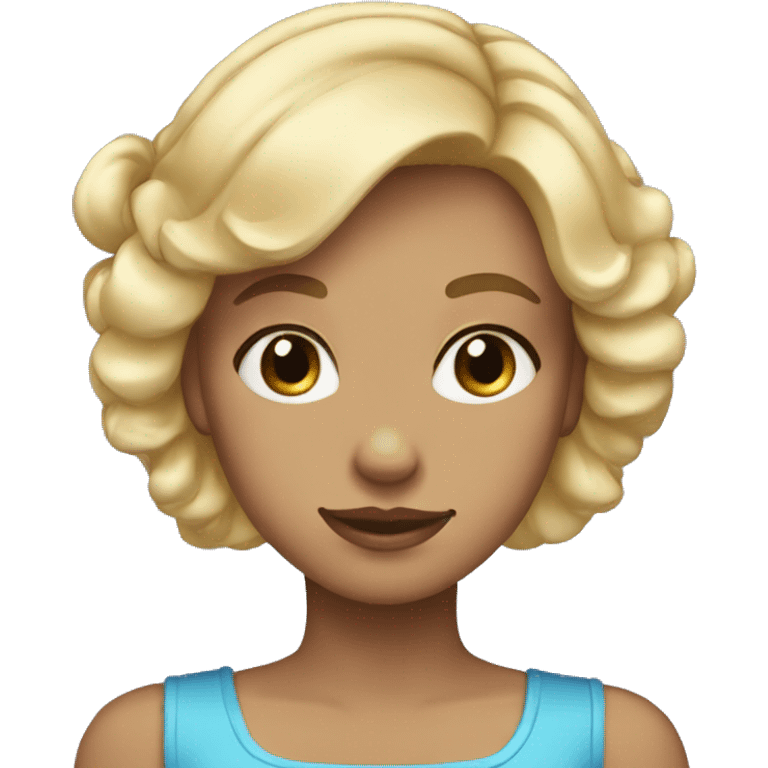 a girl with short blonde hair blue eyes and a bow in the hair  emoji