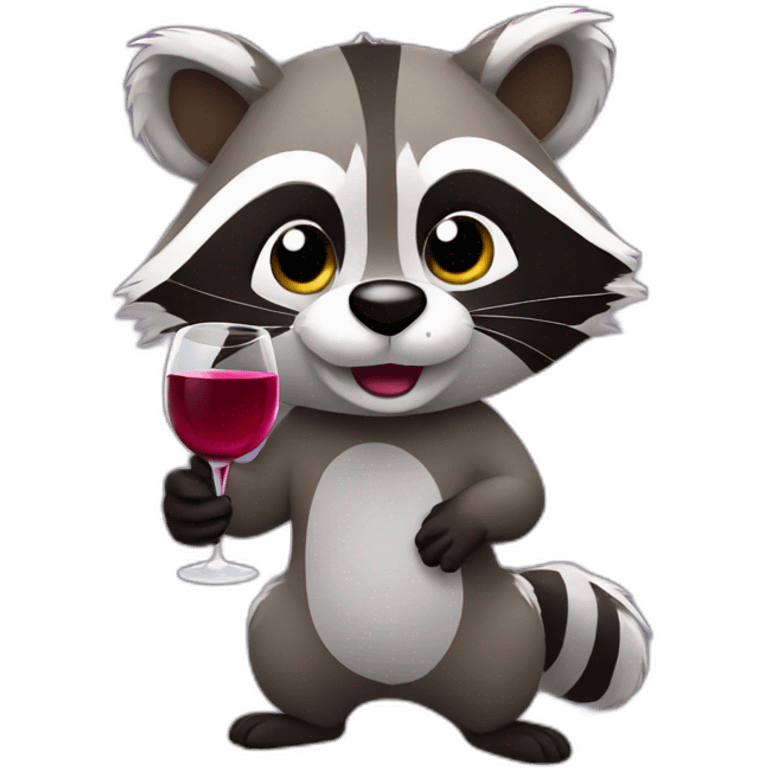 Racoon with wine emoji