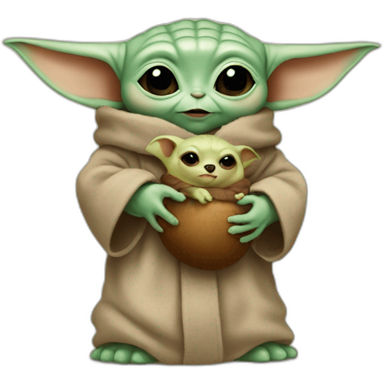 Baby Yoda hold a bear emoji