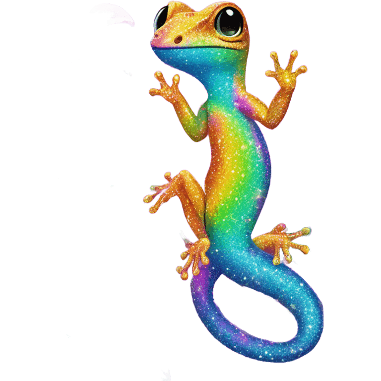 Lisa frank glitter gecko with a lily emoji