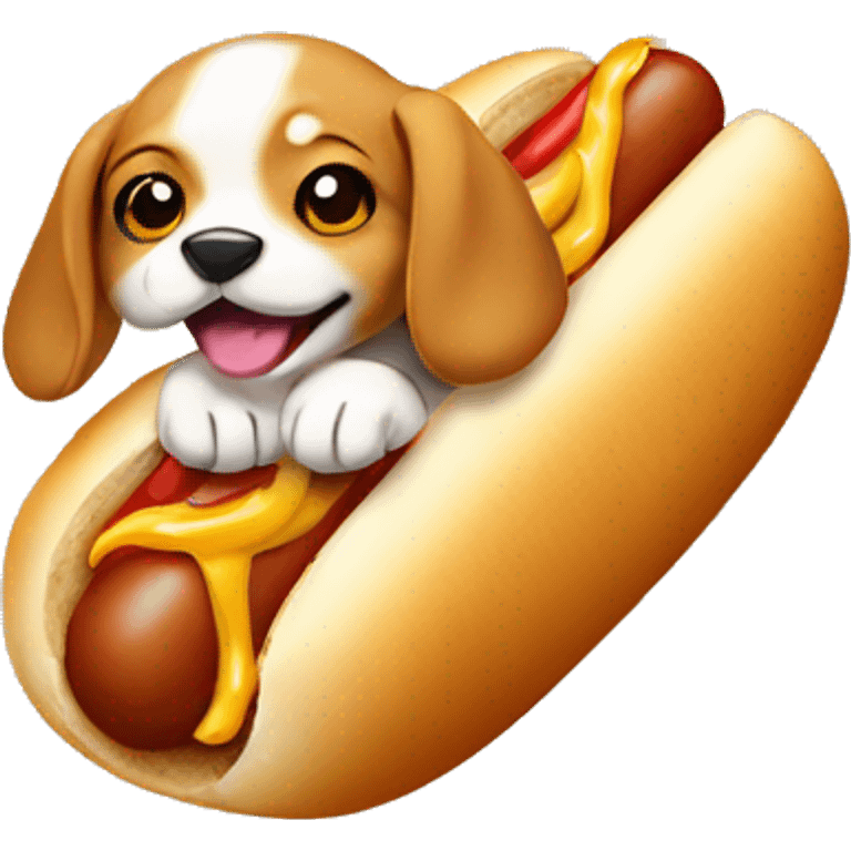 puppy inside hot dog bread emoji