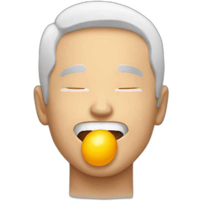 Man putting egg into mouth emoji