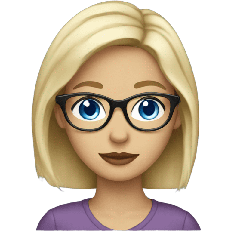 Beautiful blonde woman with blue eyes, side profile wearing glasses  emoji