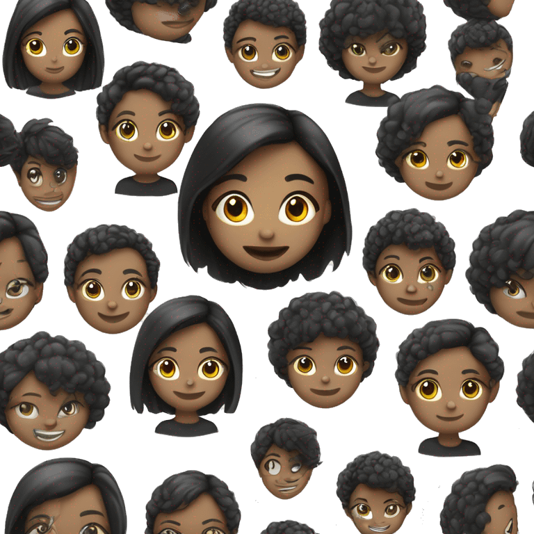 criança menina de cabelo liso preto até o ombro, pele clara, olhos de cor preto  emoji