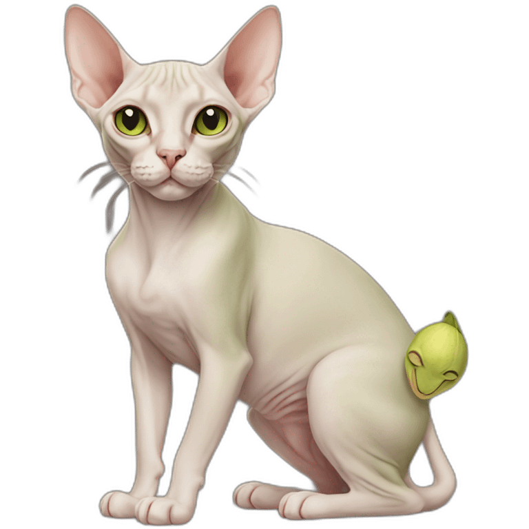 sphynx cat and pistachio emoji