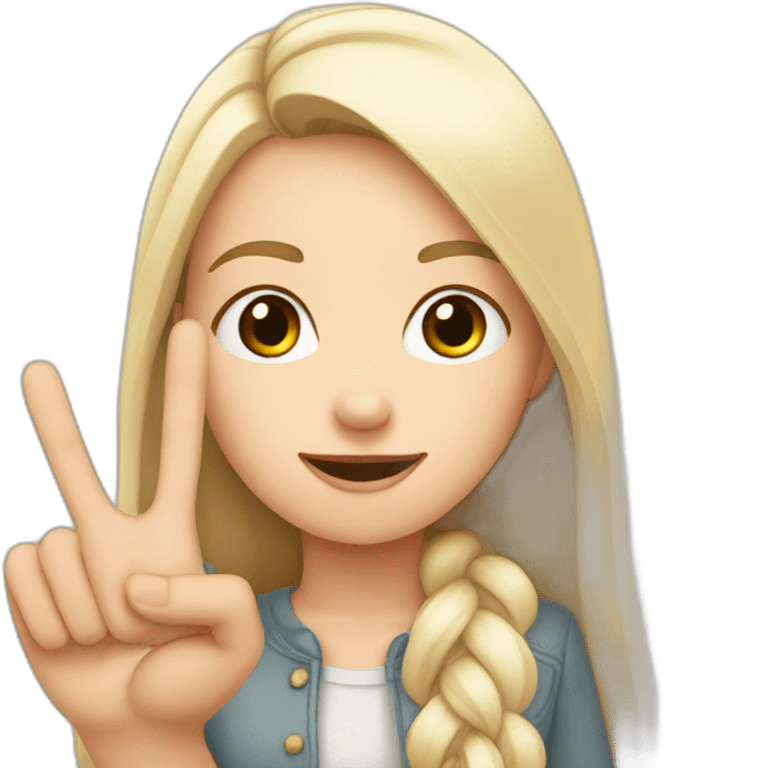 white girl showing three fingers on one hand emoji