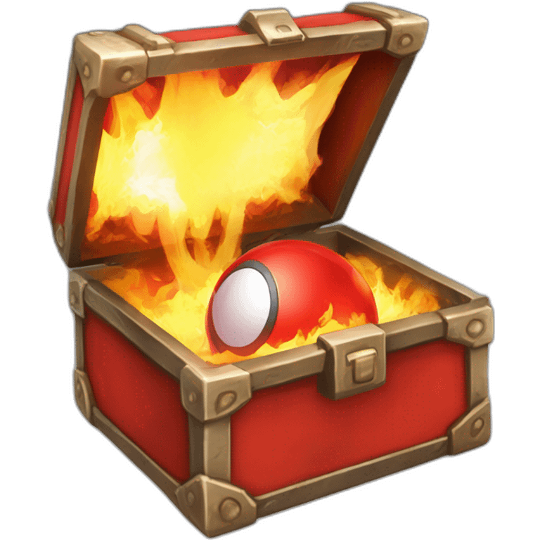 Pokemon Game LootCase Color Red Fire Flame Rich Treasure Legendary Epic Pokeballs and Pokemons Inside this have Shiny Glow emoji