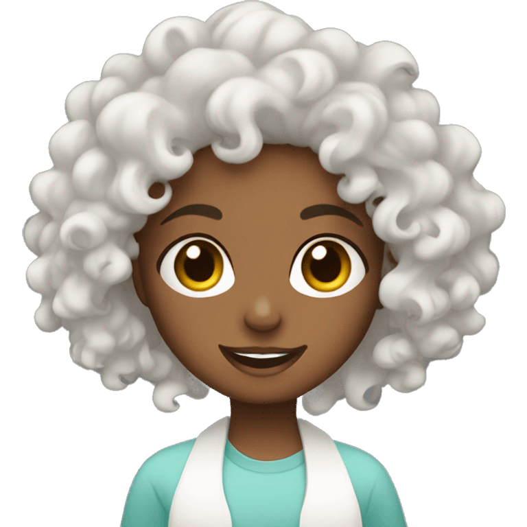 curly haired girl doing skin care emoji