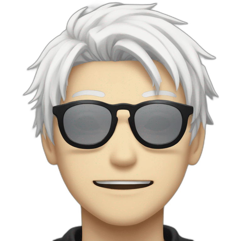 Gojo satoru from jujutsu kaisen, white hair, round black sunglasses emoji