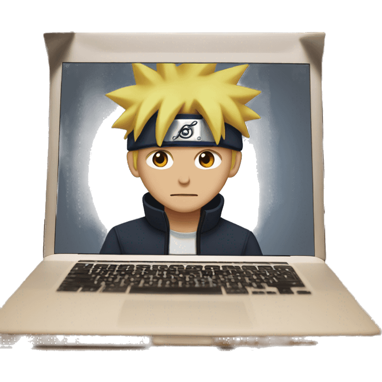 Front MacBook behind Naruto emoji