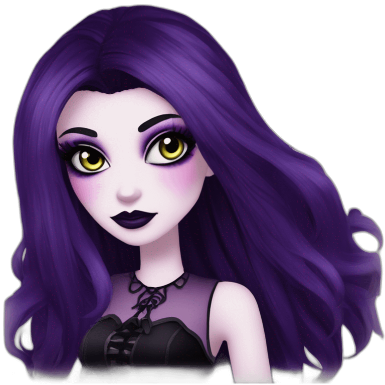 Elissabat-monsterhigh-with-bangs-long-hair-dark-plumpurple-and-black-vampire-goth-makeup-pinkeyes-romanticgothcloses- emoji