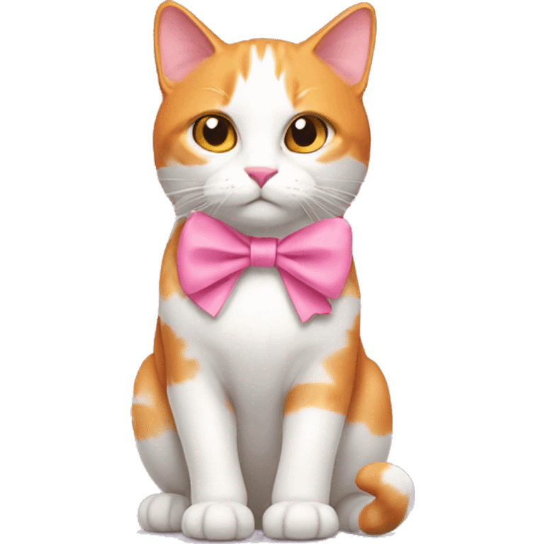 orange white cat with a pink bow emoji