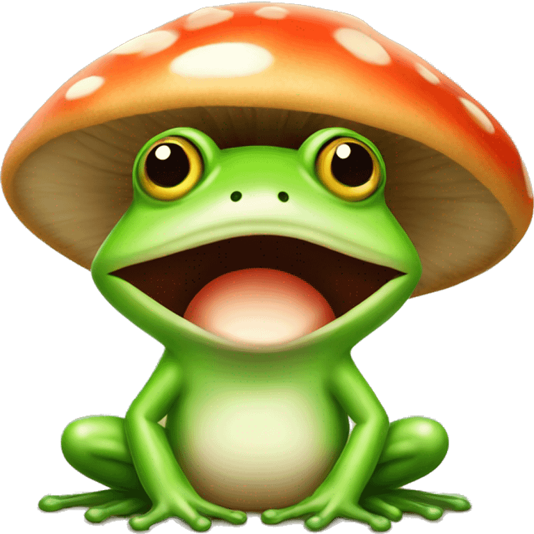 Cute frog with mushroom hat emoji