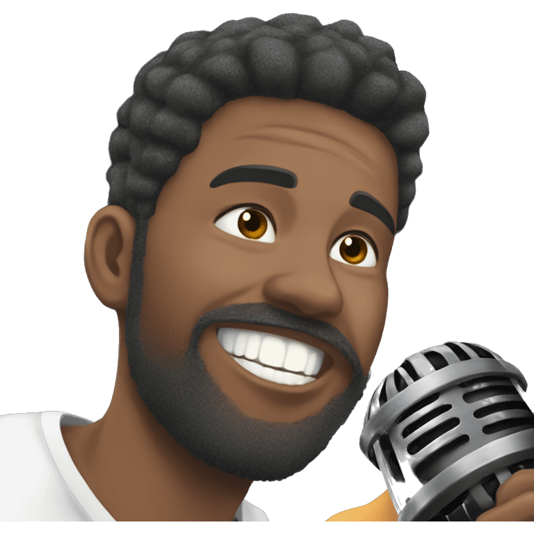 two boys singing into microphone emoji