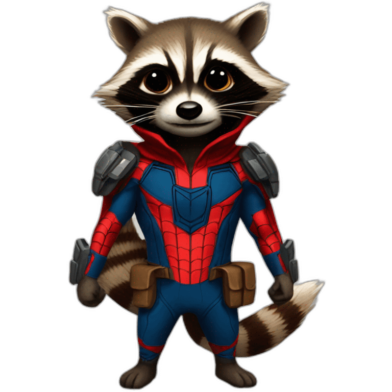 Rocket raccoon dressed as Spiderman emoji