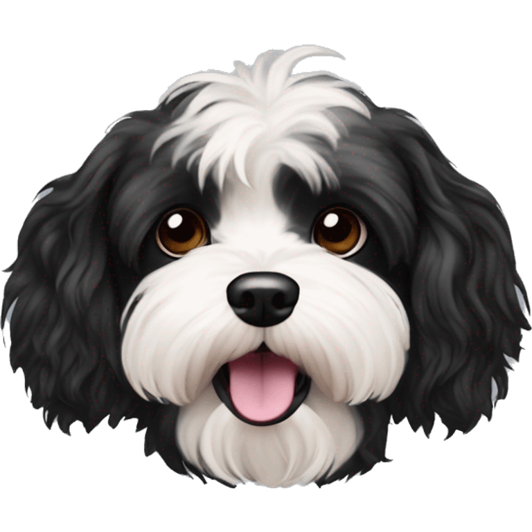 Black coloured dog bichon havanese with black eyes go crazy emoji