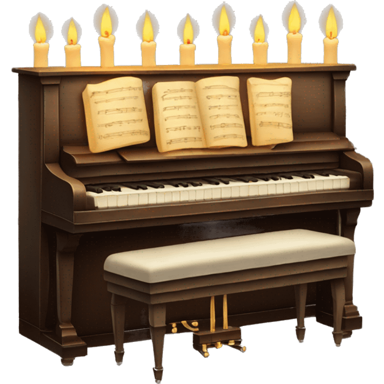 vintage piano with melted candles on top emoji