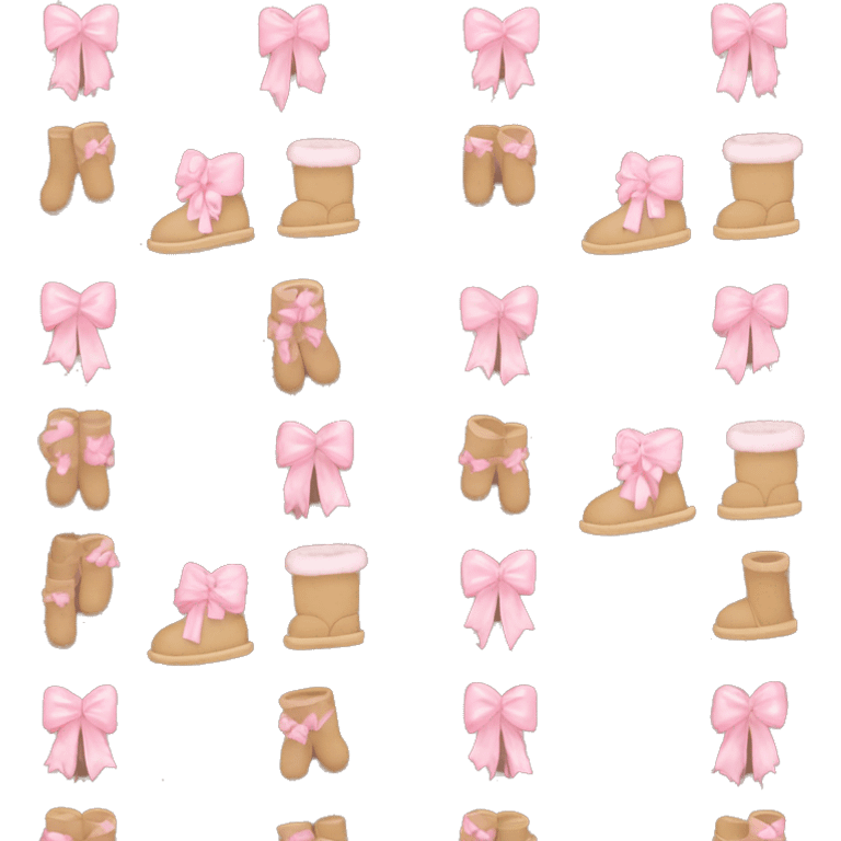 cute soft brown uggs with pastel pink ribbon bows on them emoji