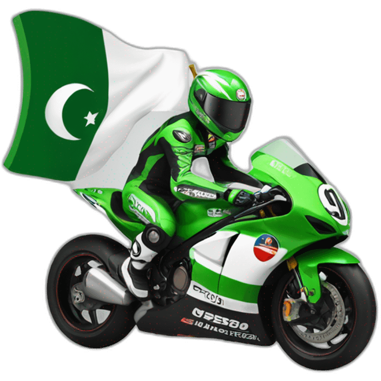 supersport motorcycle guy helmet holding pakistan flag racing motogp emoji