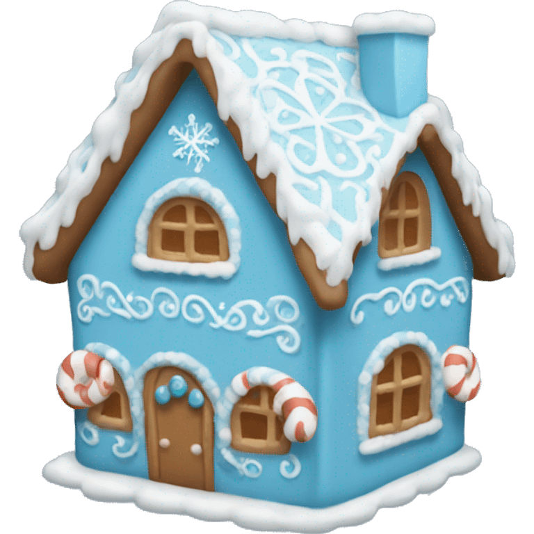 Cosy light blue gingerbread house  emoji