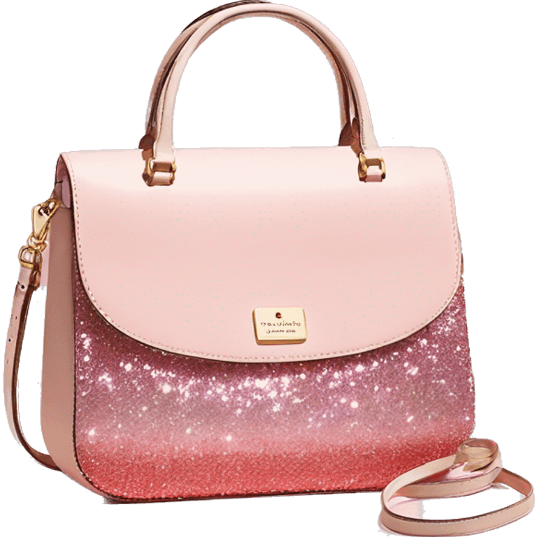 Realistic light pink to tan ombre glitter kate spade satchel purse. emoji