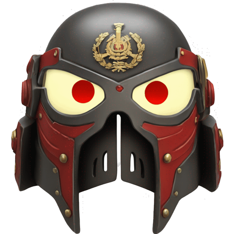 Warhammer 40K helmet with red lenses, featuring the Russian coat of arms. emoji