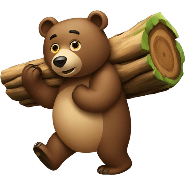 bear (animal) carrying log overhead emoji