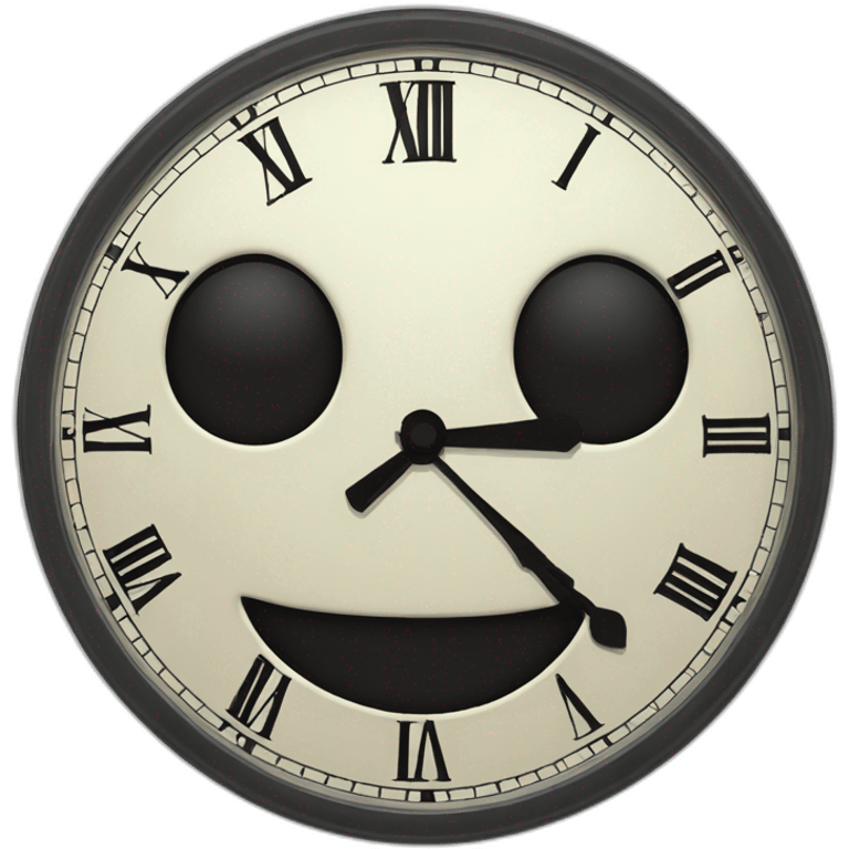 distorted clock, creepy looking, simple emoji