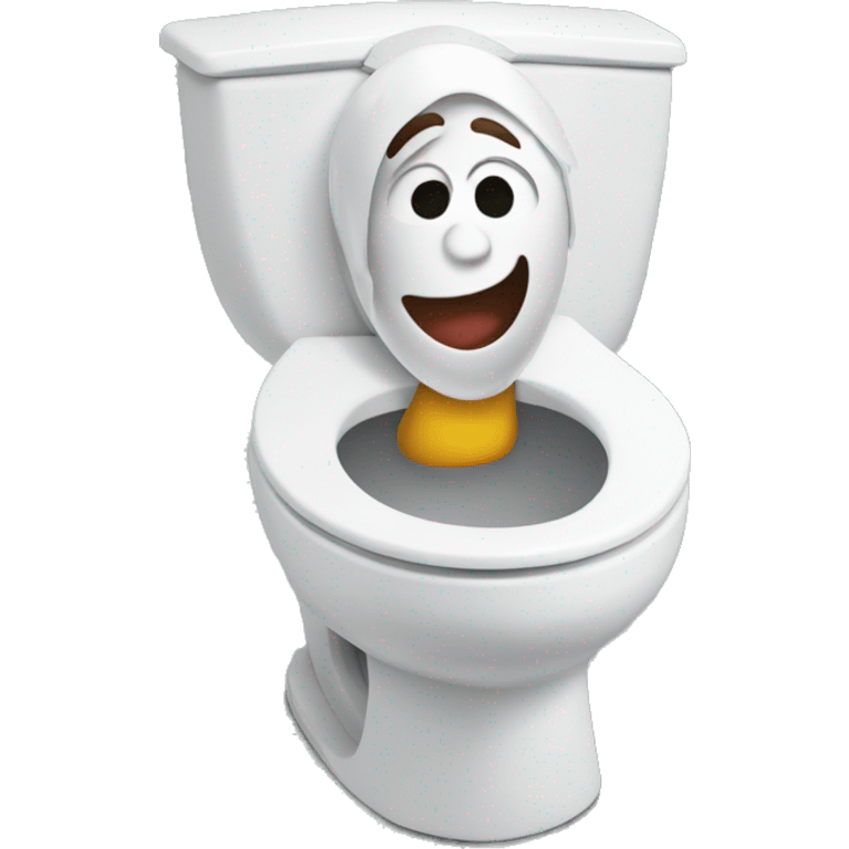 a talking head that rotates on itself while emerging from a toilet bowl emoji