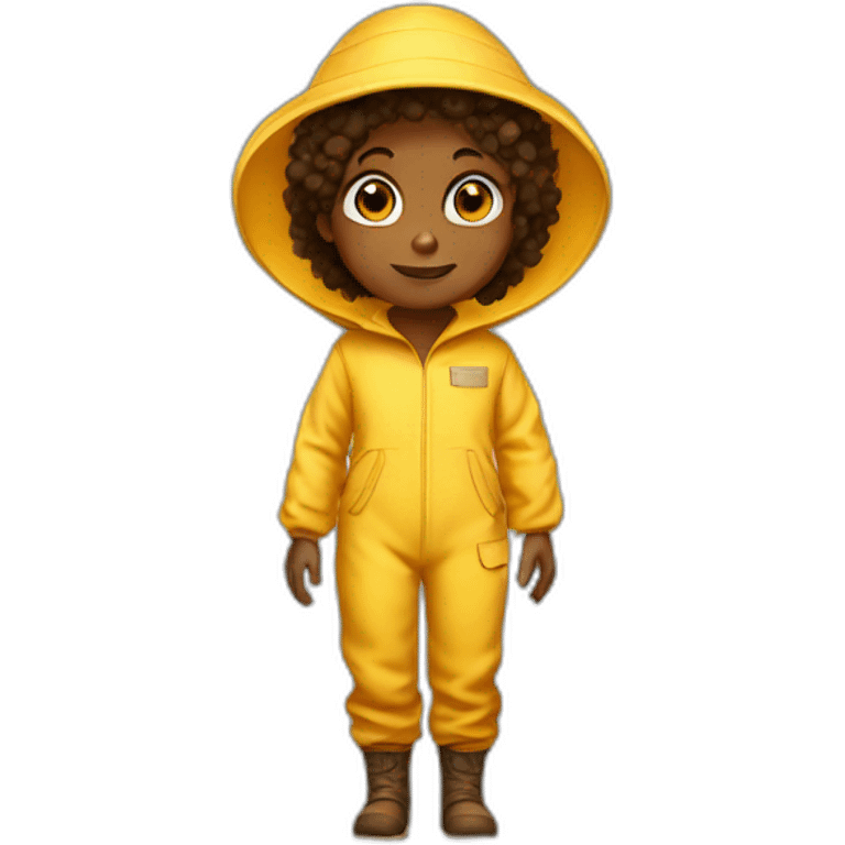 Brown child as beekeeper full body emoji