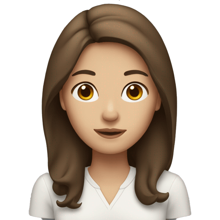 Woman with brown hair and middle part emoji