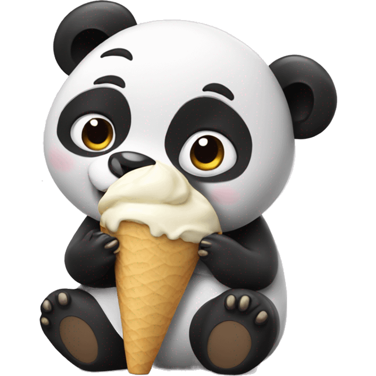 Panda eating ice cream emoji