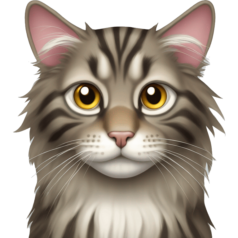 Striped Maine Coon cat with slanting eyes emoji