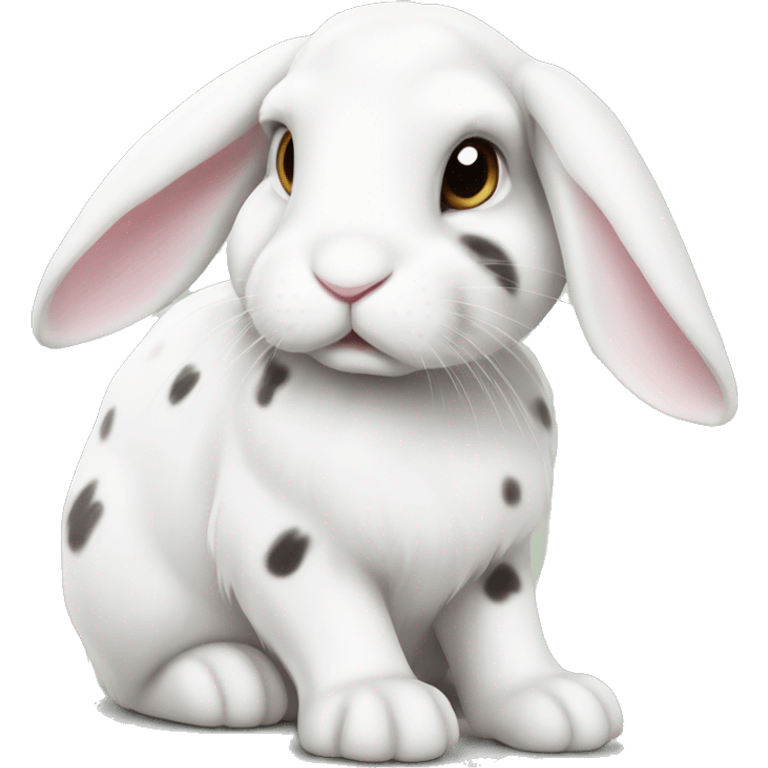 small lop eared white rabbit with spots emoji