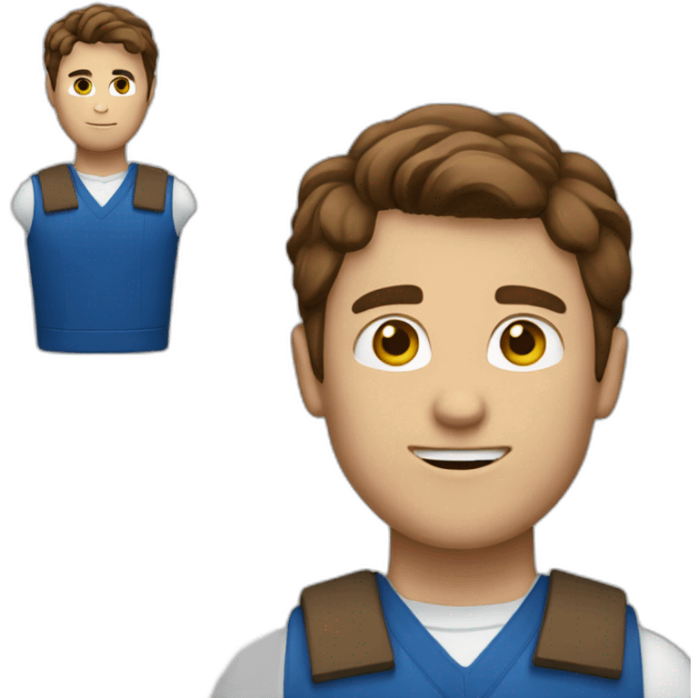 White guy with brown hair and a blue vest emoji