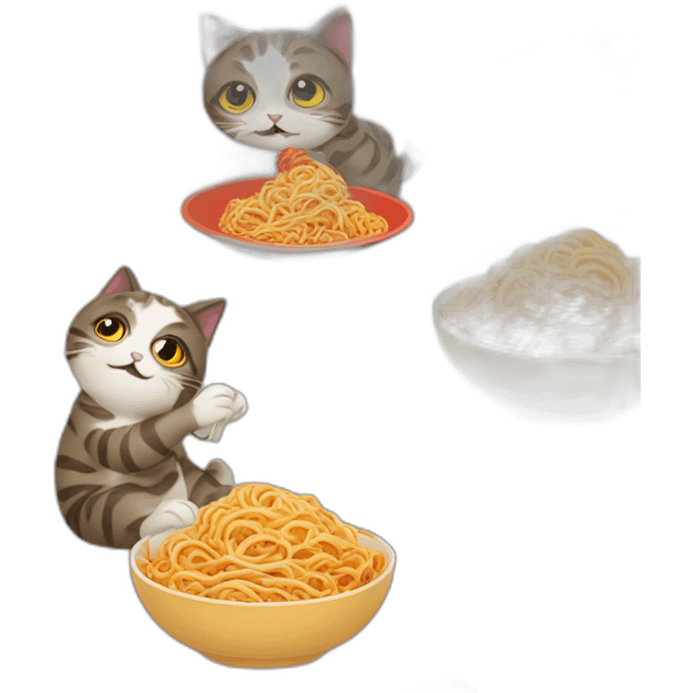 Cat eating spicy noodles emoji