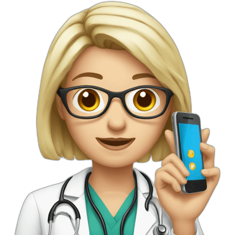 Doctora con celular en la mano emoji