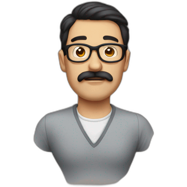 stupid guy with sparse mustache and glasses and dark hair emoji