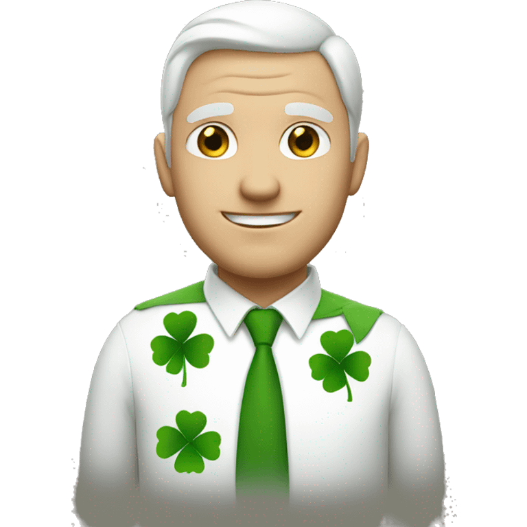 white man with four leaf clover emoji