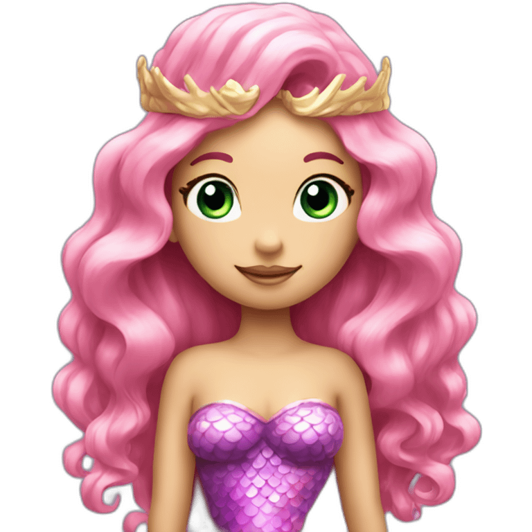 A mermaid with a pink long beautiful tail and long blonde hair with a crown emoji