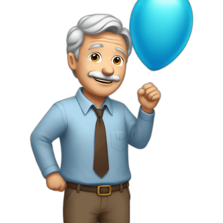 44 old man with brown hair congratulating wearing a big 19 baloon on hands emoji